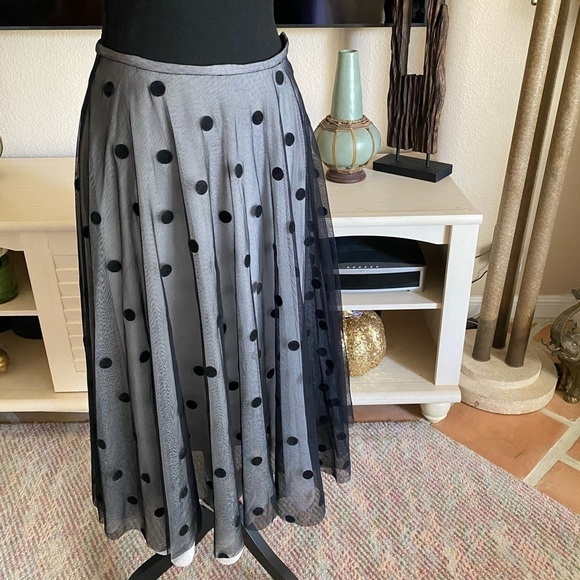 ALEXIA ADMOR New York Dotted Organza Tulle Chiffon Maxi Skirt Gothic Size 6 - Picture 8 of 11